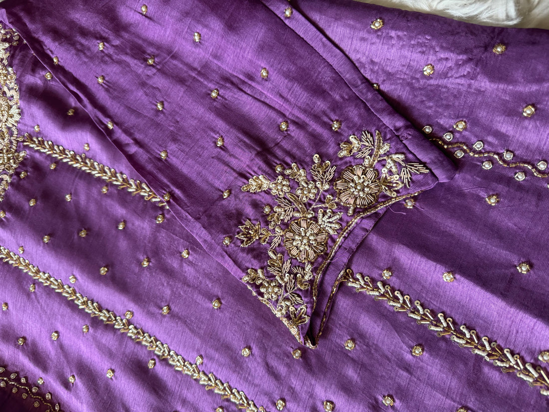 Hand work kurta bottom with dupatta