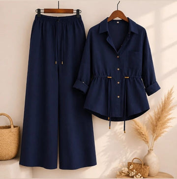 Luxe Breeze Navy Two-Piece Co-Ord Set