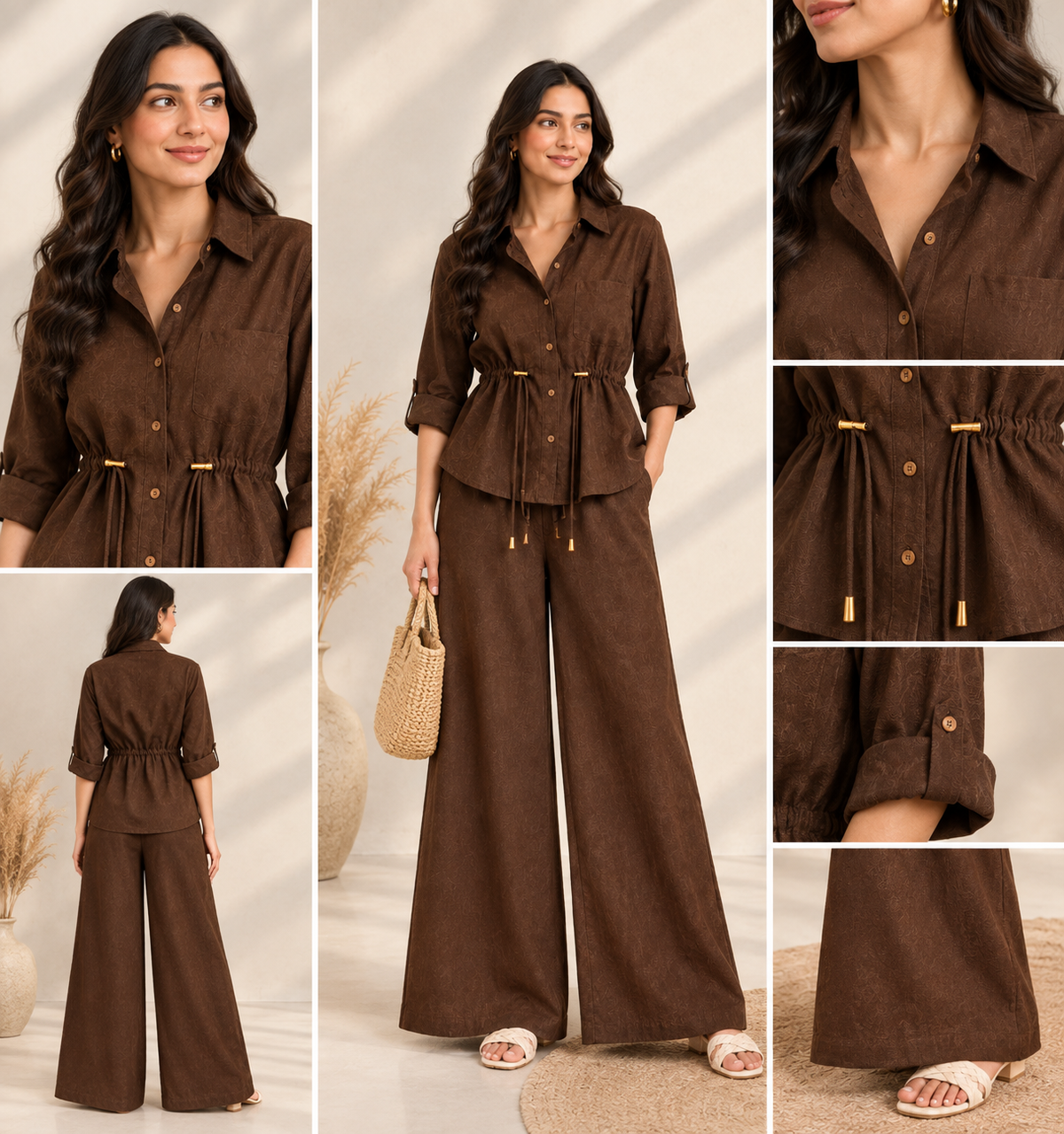 Luxe Breeze Brown  Two-Piece Co-Ord Set