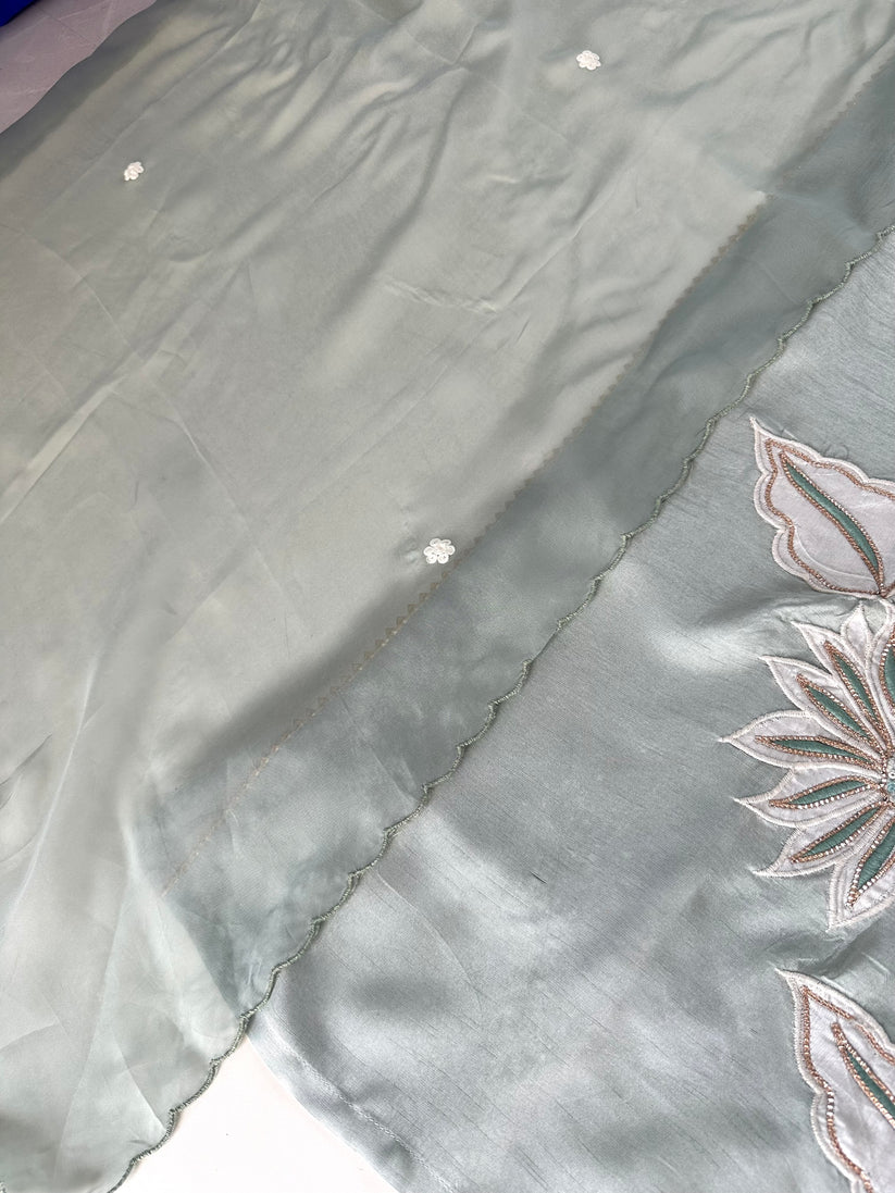 K104 - Mul Chanderi Handwork Straight kurti with pants and dupatta