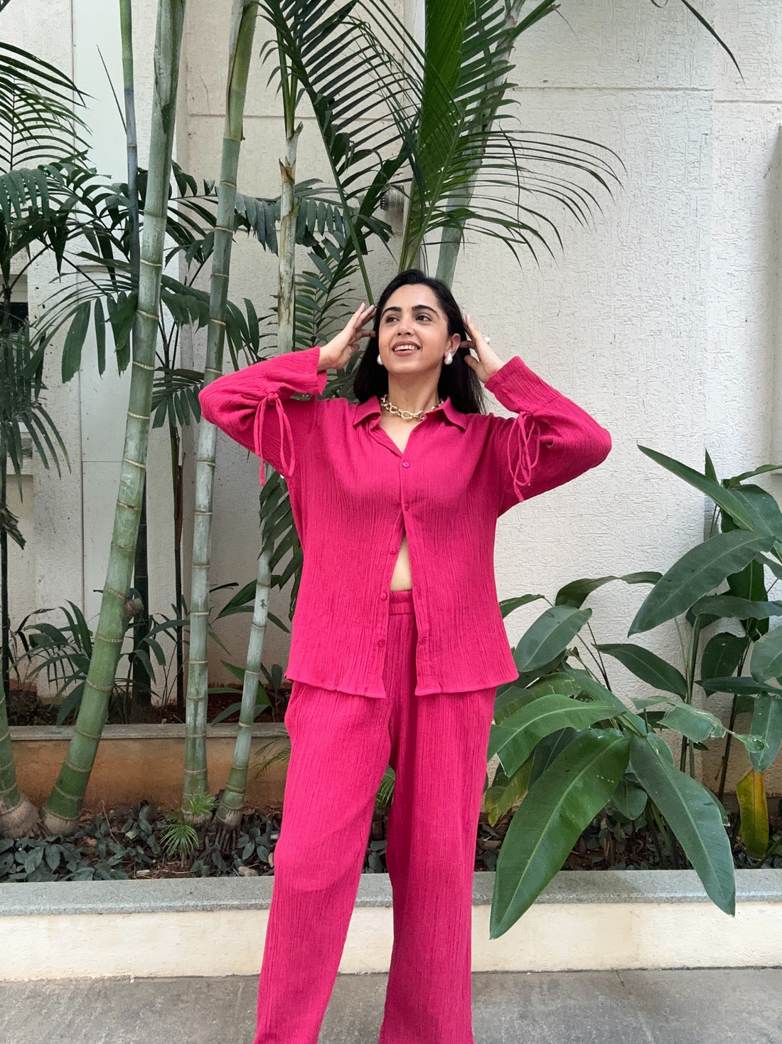 Pink - Heavy Soft Crushed Cotton Cord-Set