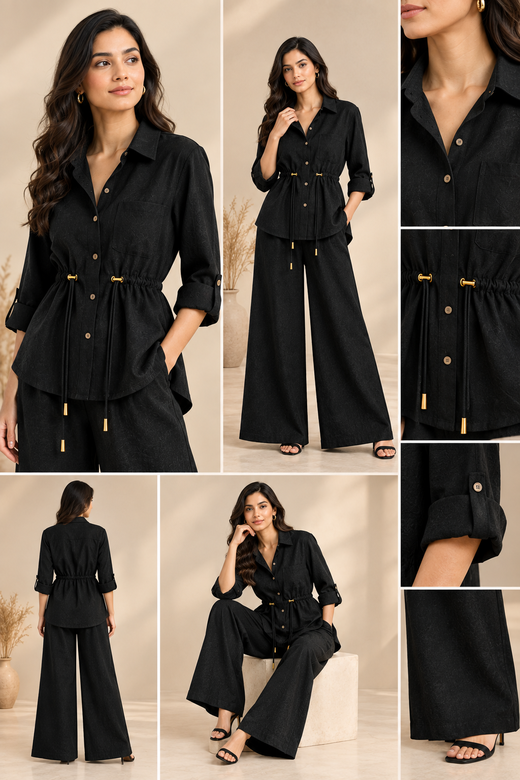Luxe Breeze Black Two-Piece Co-Ord Set