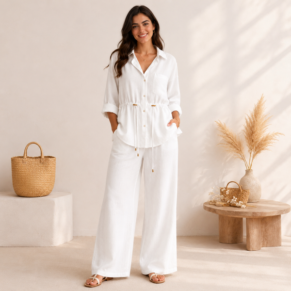 Luxe Breeze White Two-Piece Co-Ord Set