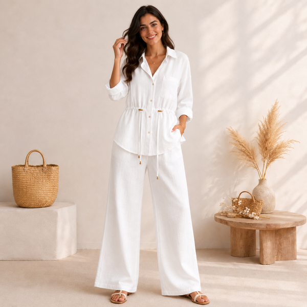 Luxe Breeze White Two-Piece Co-Ord Set