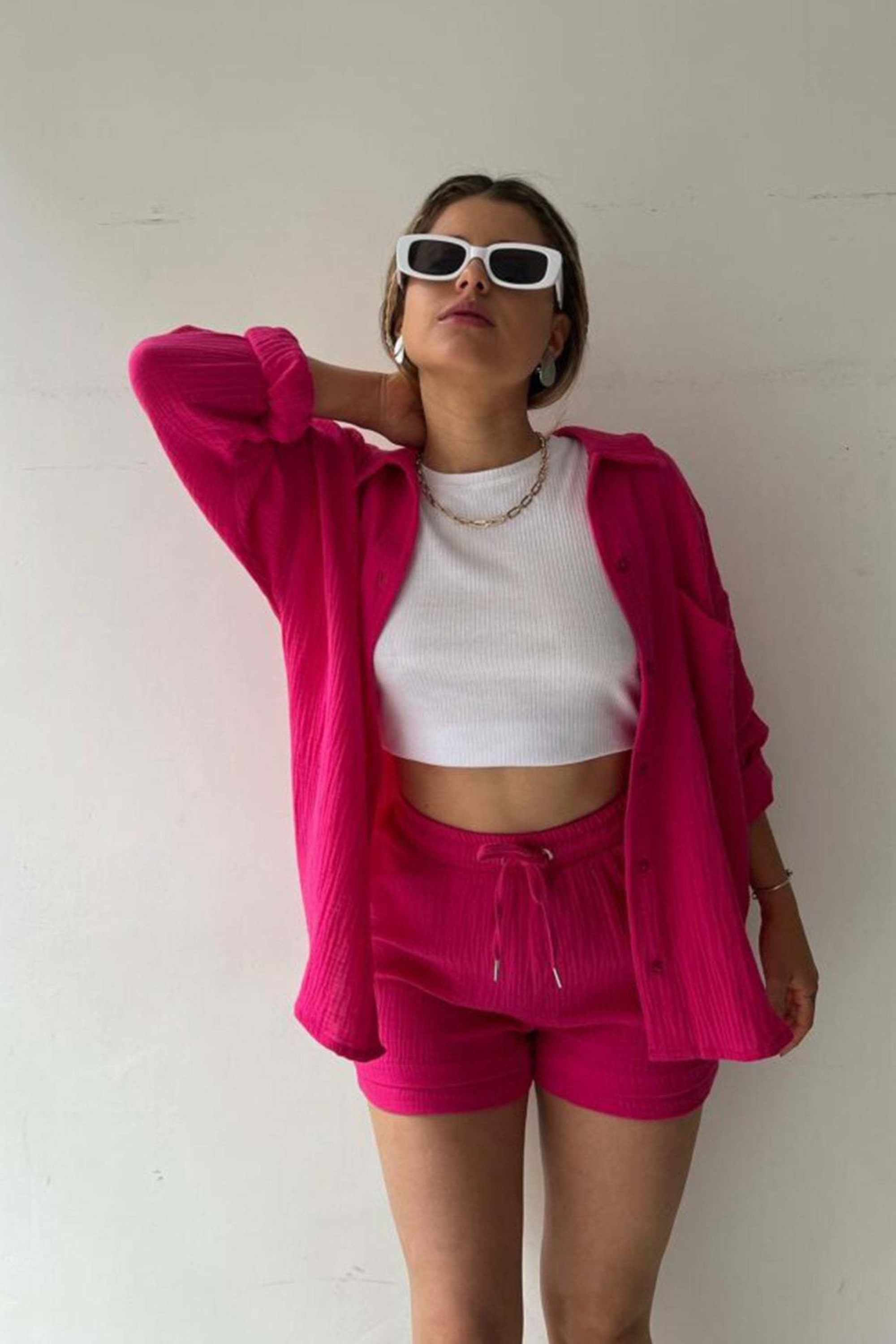Rose Red - Women’s Cotton Two-Piece Set