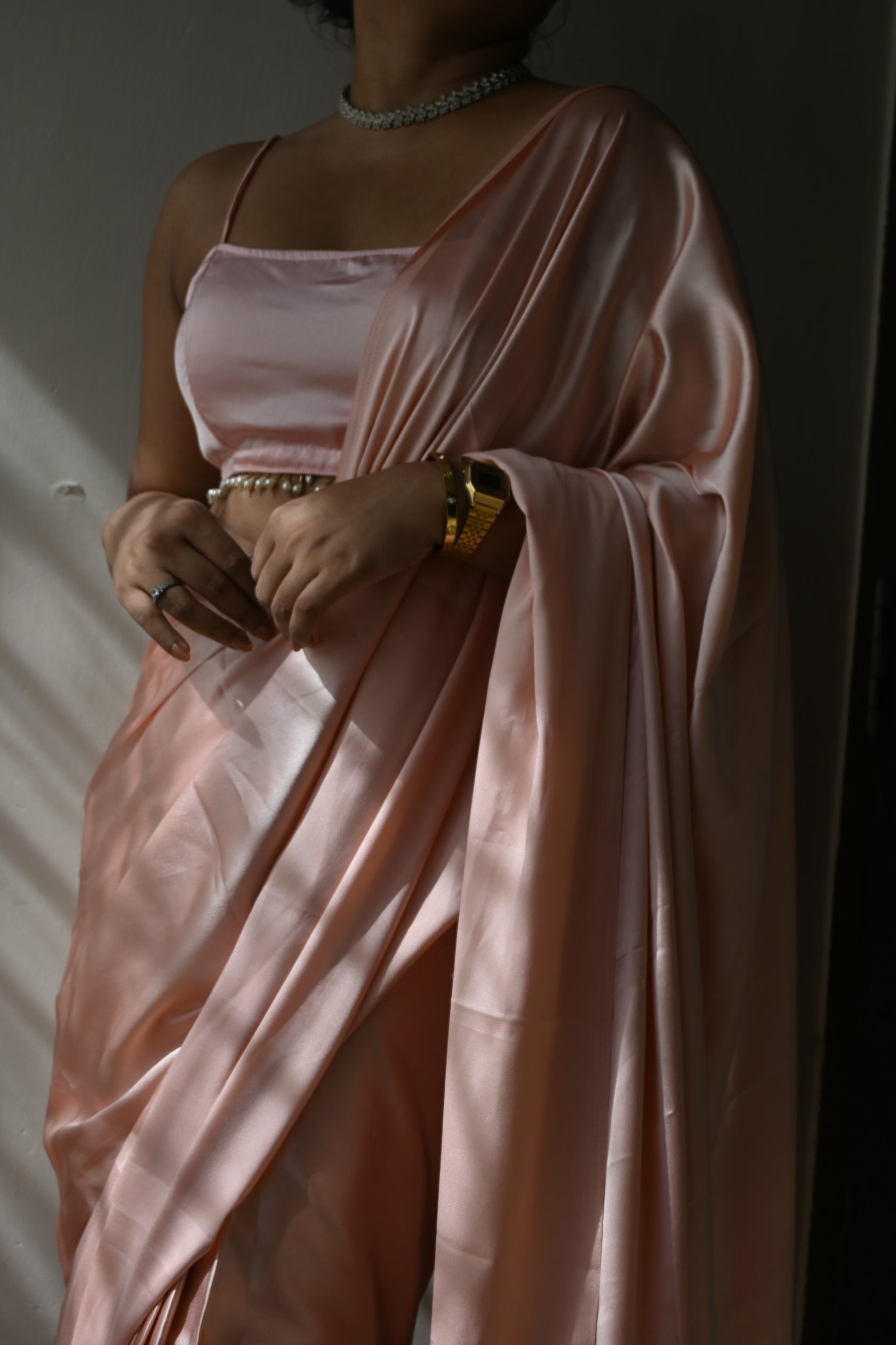 Pre-Draped Rosa Satin Saree