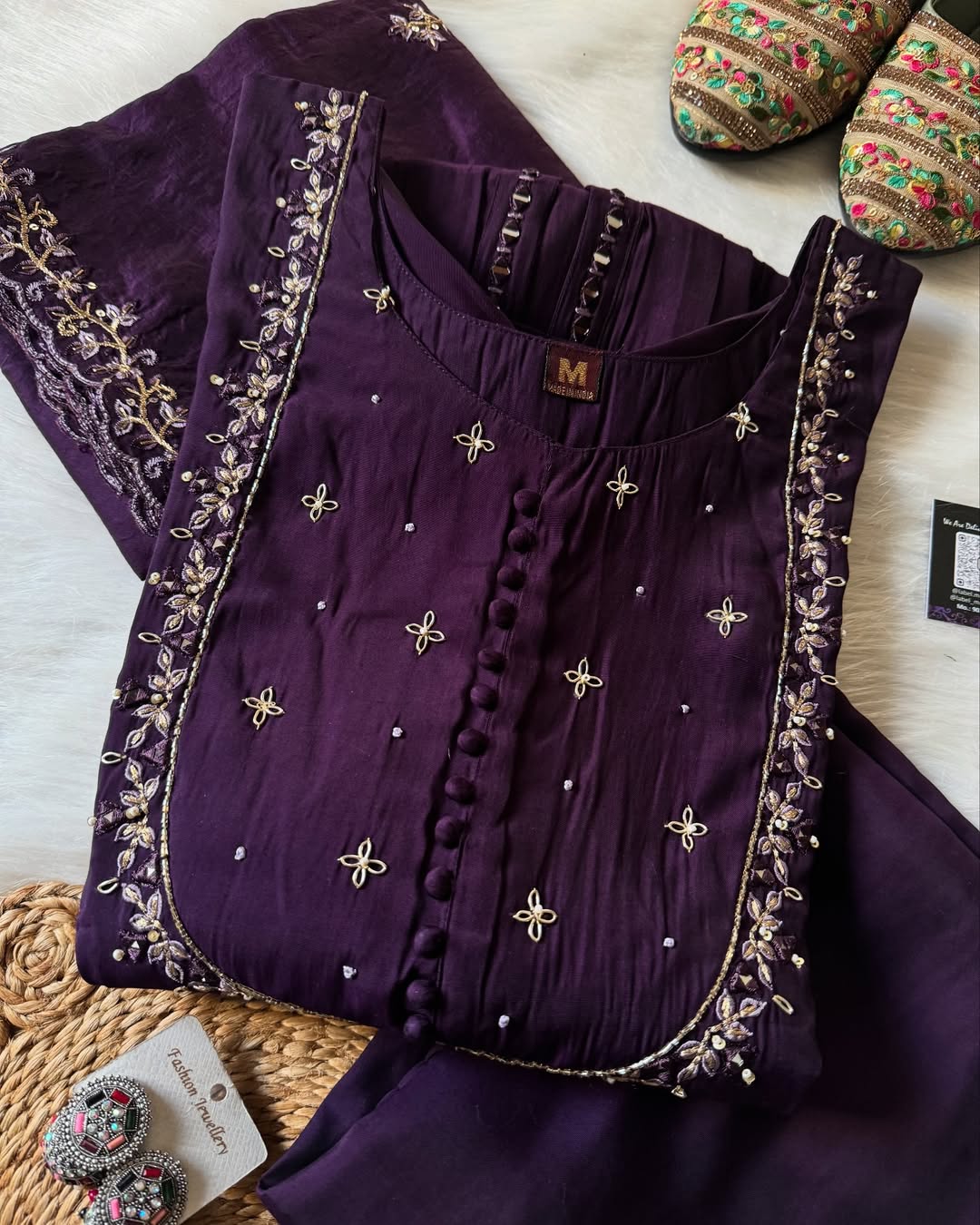 Soft Cotton Hand work kurta bottom with dupatta