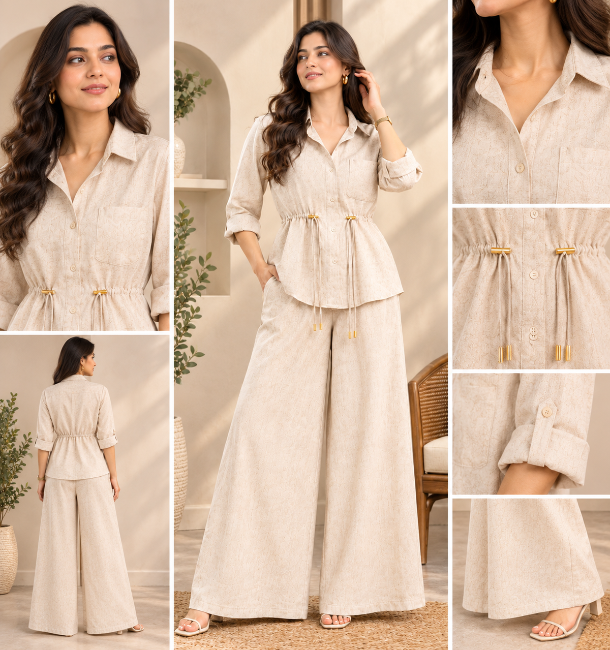 Luxe Breeze Cream Two-Piece Co-Ord Set