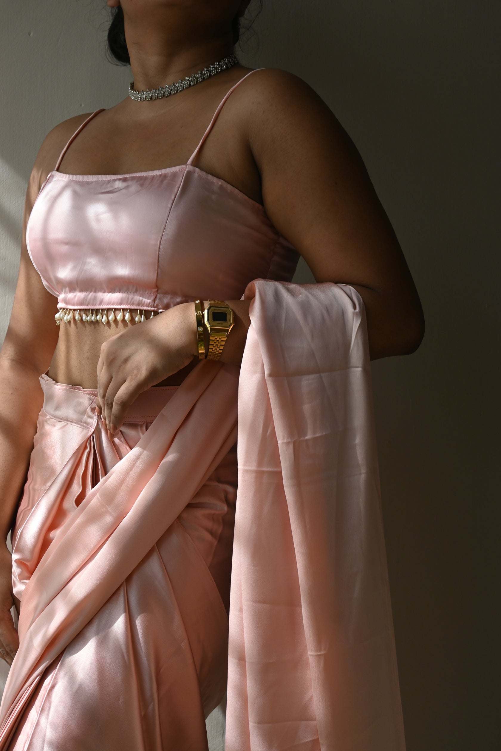 Pre-Draped Rosa Satin Saree