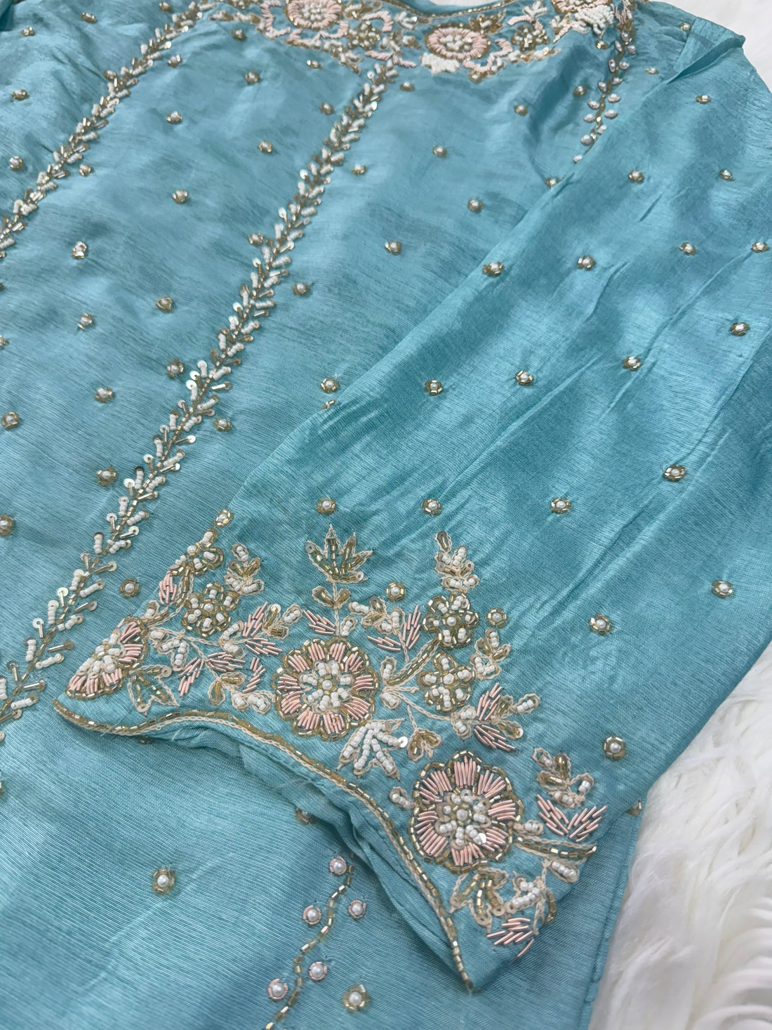 Embroidered kurta bottom with dupatta