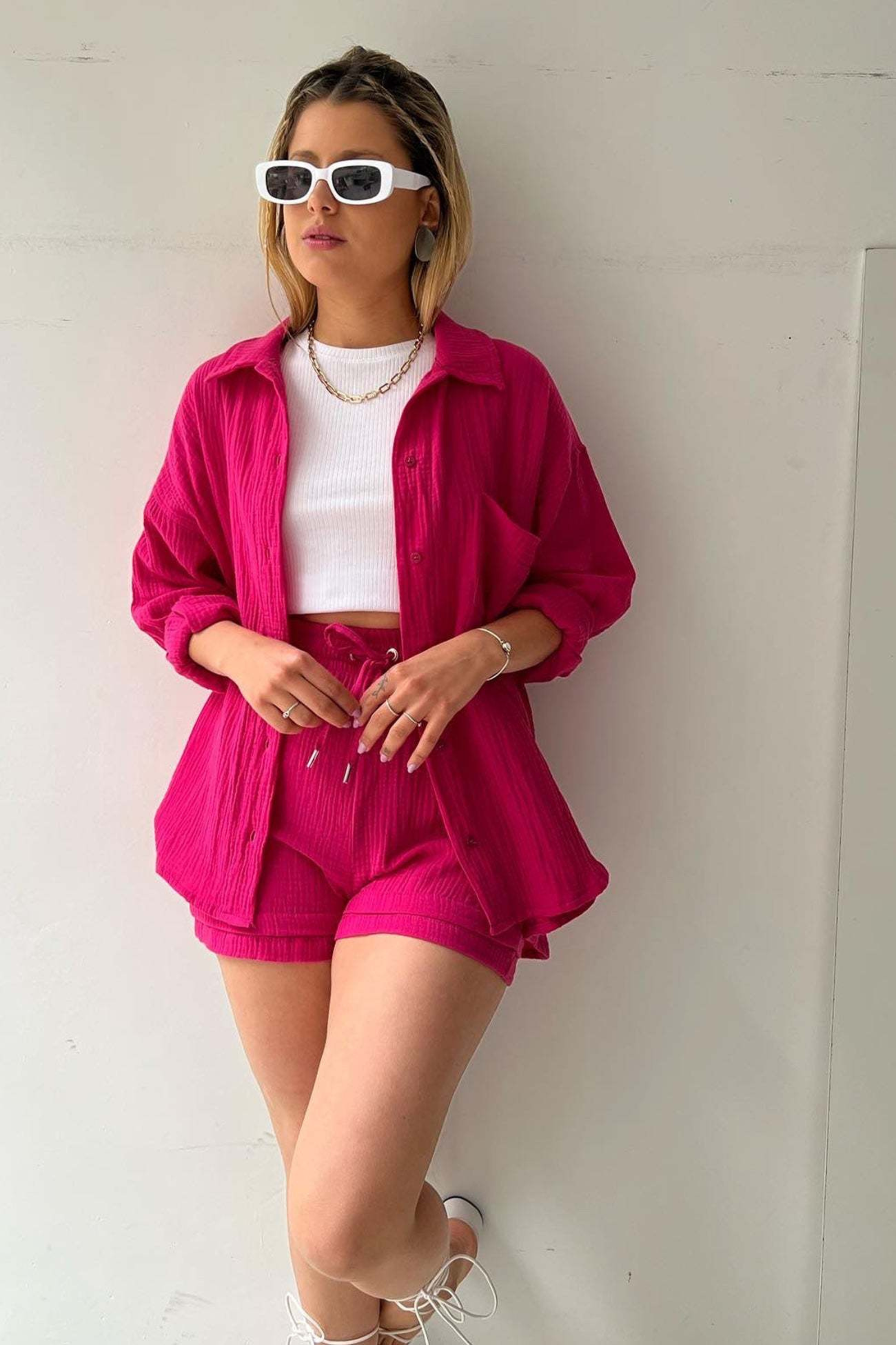 Rose Red - Women’s Cotton Two-Piece Set