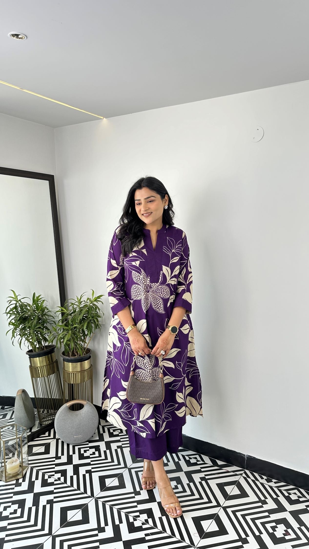 Wine - Aster Floral Kurta Pants
