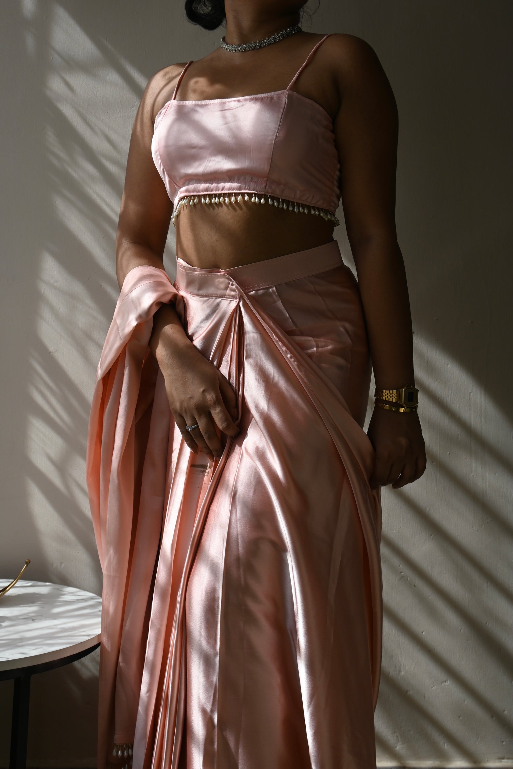 Pre-Draped Rosa Satin Saree