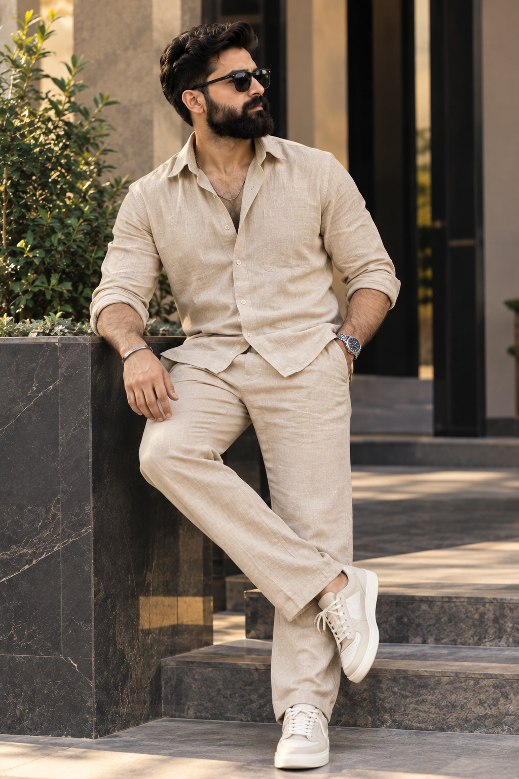 Premium Men's Heavy Linen Shirt & Pant Set