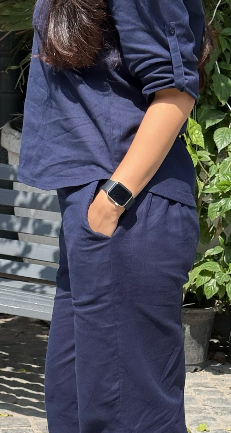 Masala Chai Cotton Co-Ord Set in Blue
