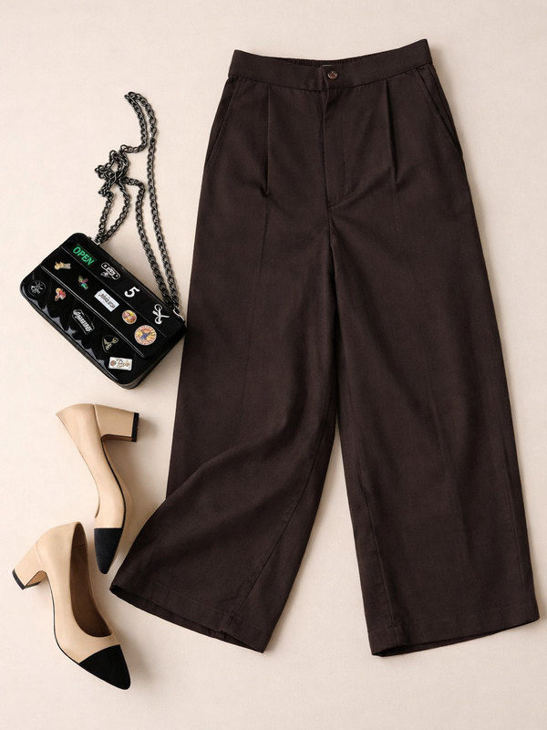 Women's Cotton Linen Wide-Leg Trousers