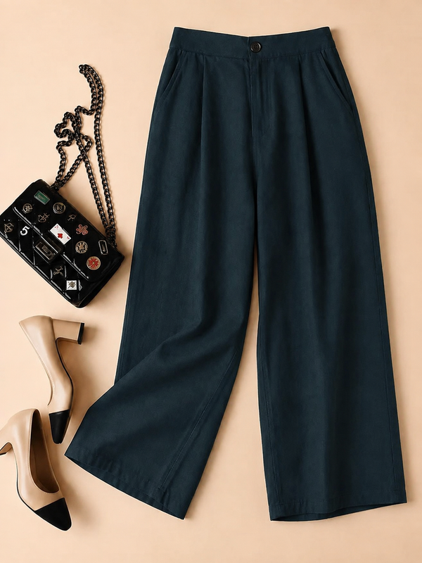 Women's Cotton Linen Wide-Leg Trousers