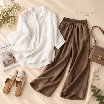 Pure Premium Cotton Shirt & Relaxed Fit Pants Co-ord Set
