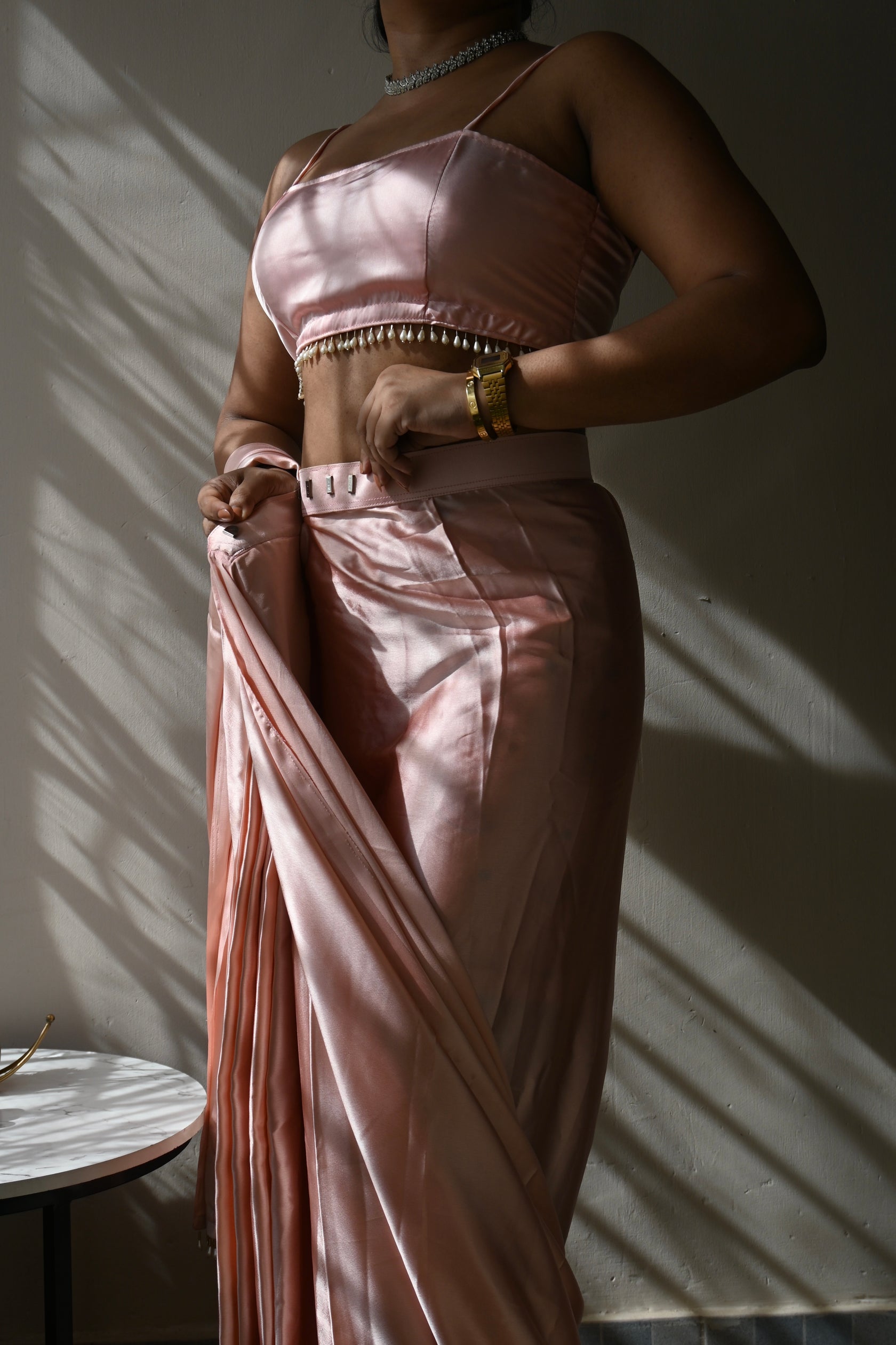 Pre-Draped Rosa Satin Saree