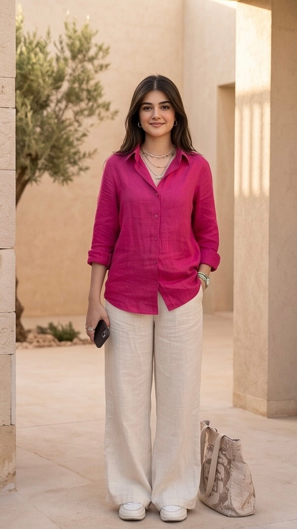 Pink Pure Linen Co-Ord Set | Effortless Chic
