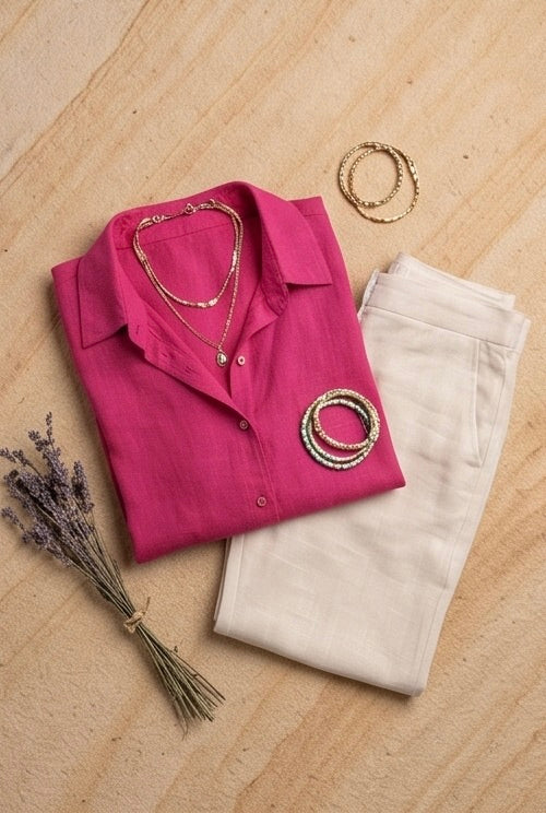 Pink Pure Linen Co-Ord Set | Effortless Chic