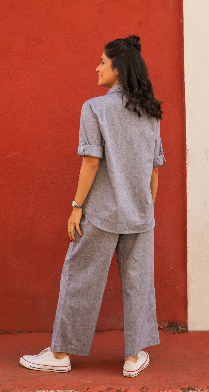 Masala Chai Cotton Co-Ord Set in Grey