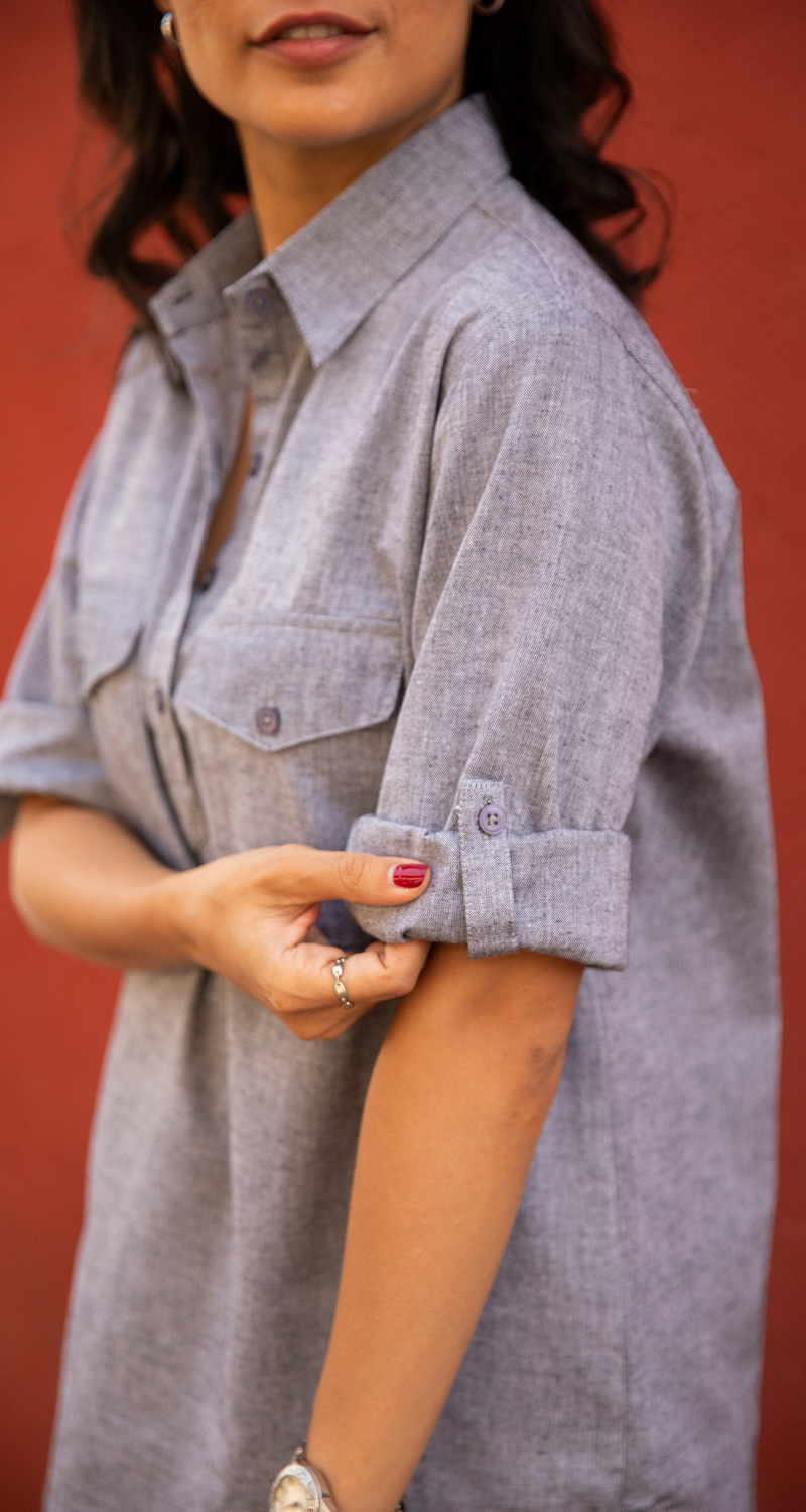 Masala Chai Cotton Co-Ord Set in Grey