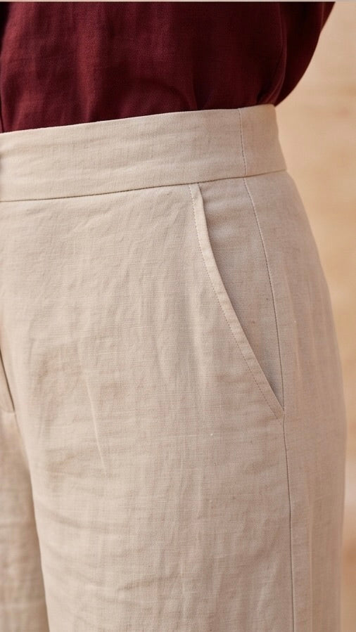 Wine Pure Linen Co-ord Set
