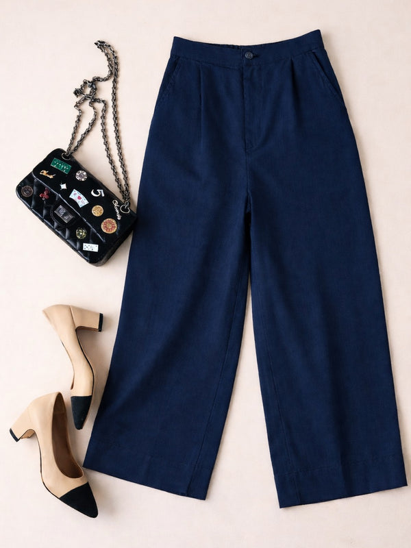 Women's Cotton Linen Wide-Leg Trousers