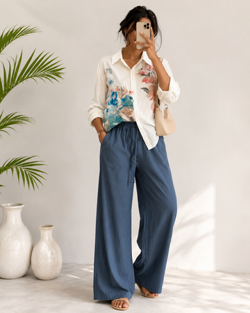 Pure Linen Printed Co-Ord Set