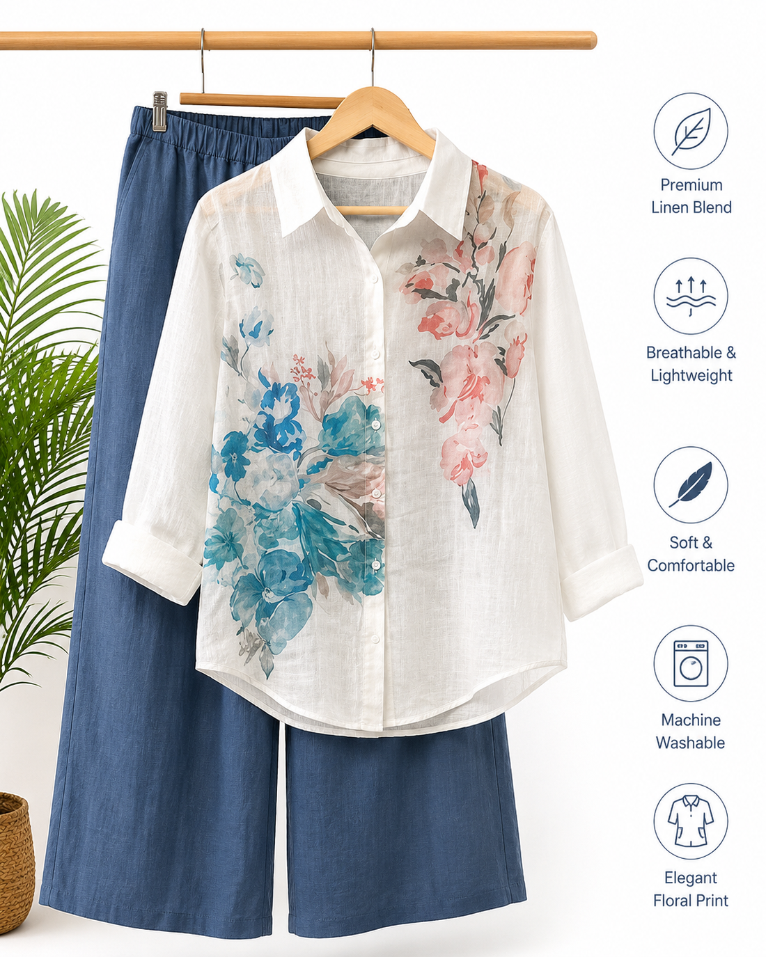 Pure Linen Printed Co-Ord Set