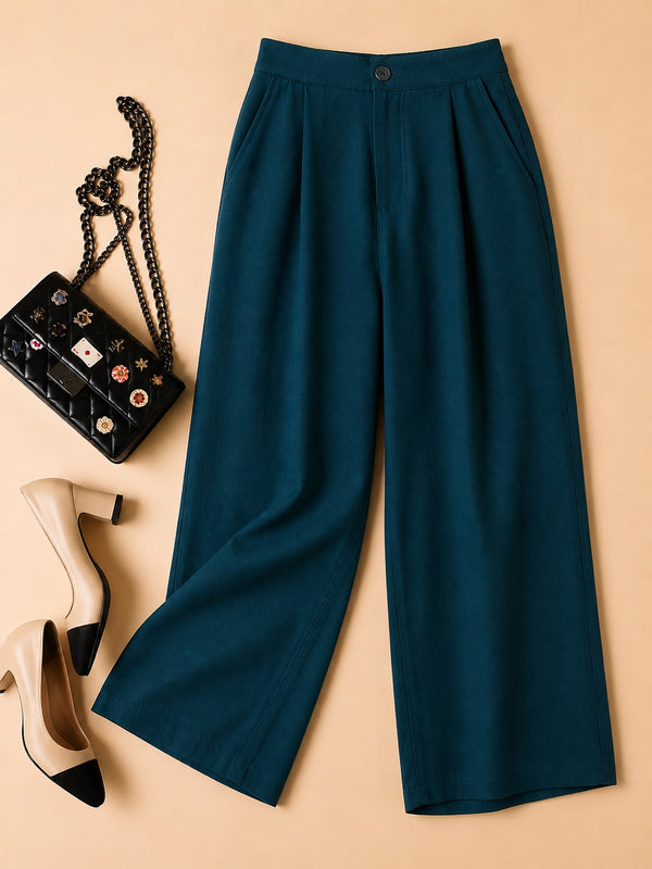 Women's Cotton Linen Wide-Leg Trousers