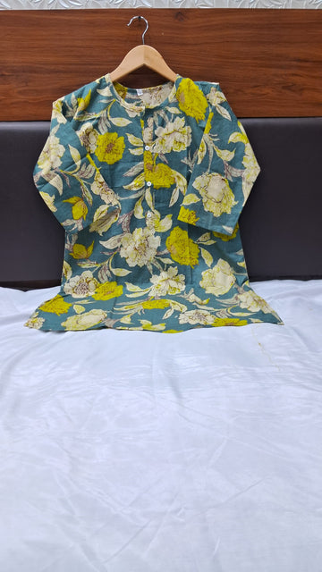 Cotton Floral Printed Short Kurti